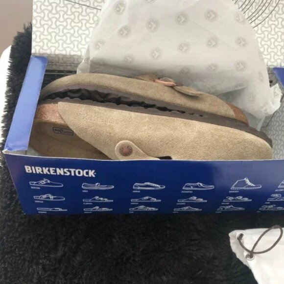 Birkenstock Boston Taupe Suede Clog Sandal - Picture 3 of 5